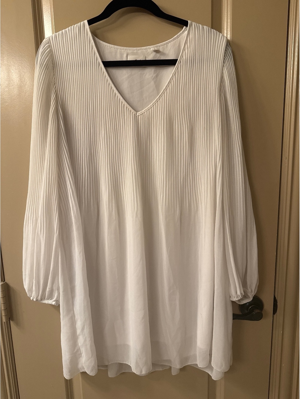 Aritzia Wilfred White Pleated Long Sleeve Mini Dress Size Small